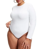 Good American Plus Size Scuba Crew Neck Long Sleeve Bodysuit