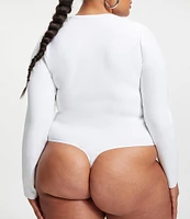 Good American Plus Size Scuba Crew Neck Long Sleeve Bodysuit