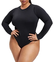 Good American Plus Size Scuba Crew Neck Long Sleeve Bodysuit