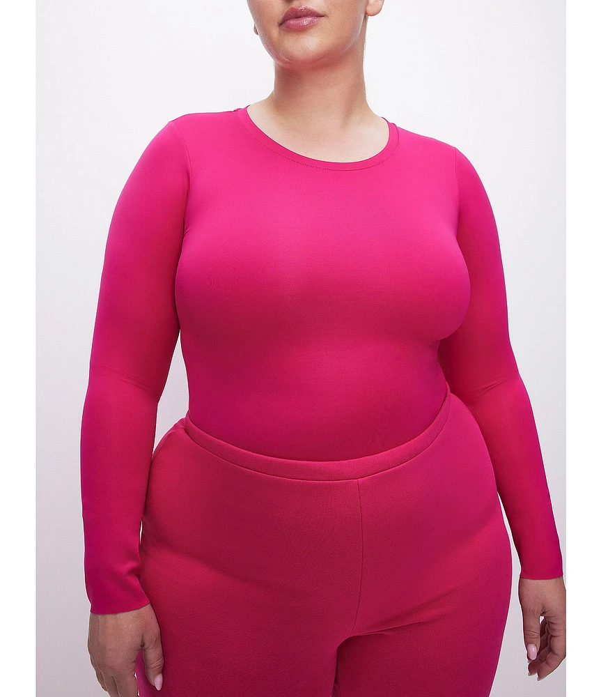 Good American Plus Size Scuba Crew Neck Long Sleeve Bodysuit