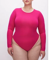 Good American Plus Size Scuba Crew Neck Long Sleeve Bodysuit