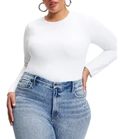 Good American Plus Size Scuba Crew Neck Long Sleeve Bodysuit