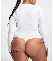 Good American Plus Size Scuba Crew Neck Long Sleeve Bodysuit