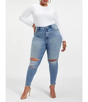 Good American Plus Size Scuba Crew Neck Long Sleeve Bodysuit