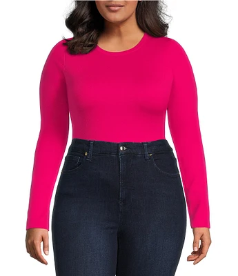 Good American Plus Size Scuba Crew Neck Long Sleeve Bodysuit