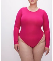 Good American Plus Size Scuba Crew Neck Long Sleeve Bodysuit