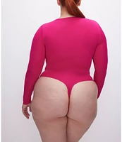 Good American Plus Size Scuba Crew Neck Long Sleeve Bodysuit