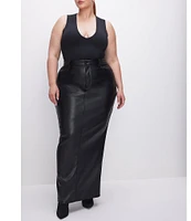 Good American Plus Size Scuba Knit Deep V-Neck Sleeveless Bodysuit