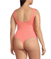 Good American Plus Size Scuba Knit Modern Square Neck Sleeveless Wide Strap Tank Bodysuit