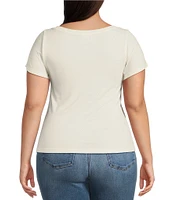 Good American Plus Size Short Sleeve Boatneck Tee