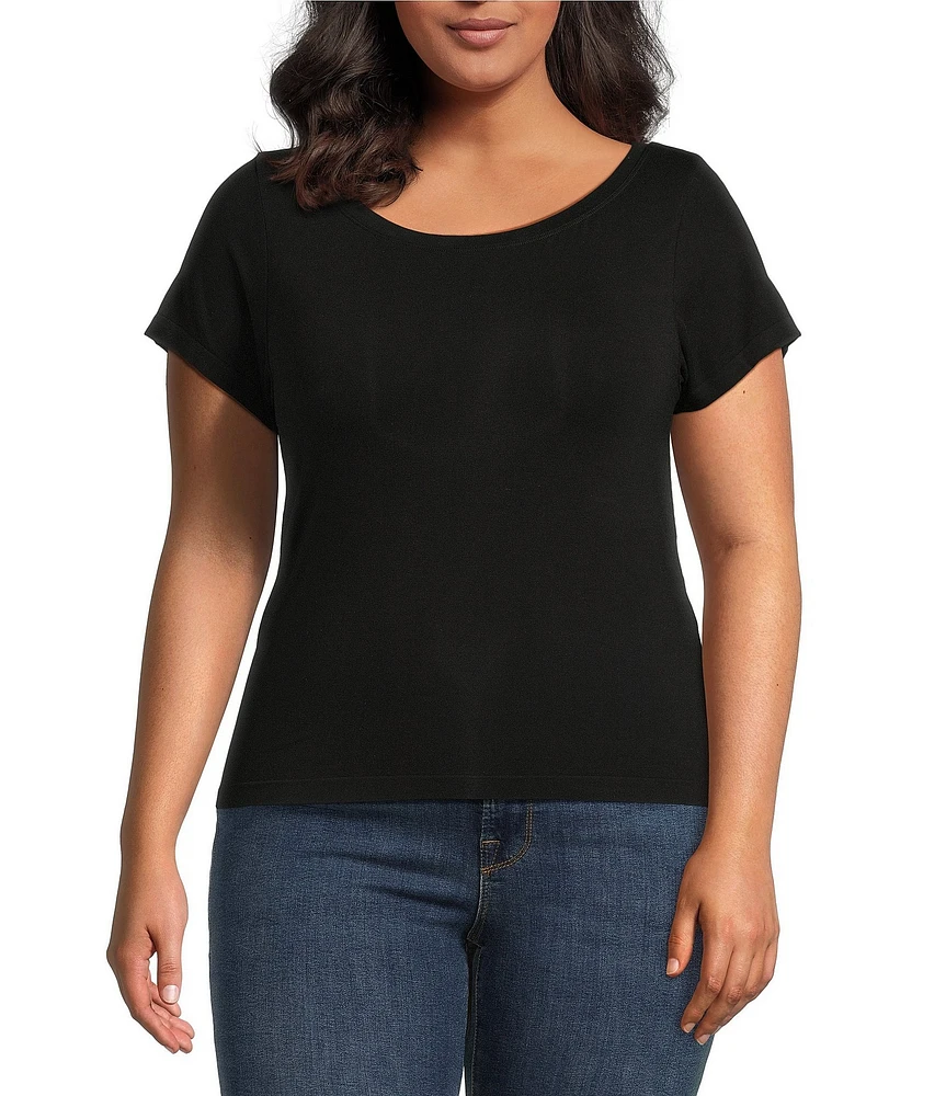 Good American Plus Size Short Sleeve Boatneck Tee