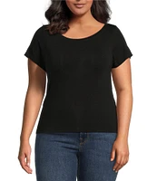 Good American Plus Size Short Sleeve Boatneck Tee