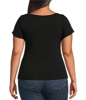 Good American Plus Size Short Sleeve Boatneck Tee