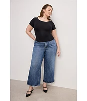 Good American Plus Size Soft Tech Good Waist High Rise Cropped Palazzo Jeans