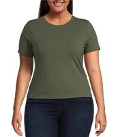 Good American Plus Size Super Stretch Crew Neck Short Sleeve Baby Tee