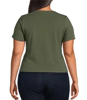 Good American Plus Size Super Stretch Crew Neck Short Sleeve Baby Tee