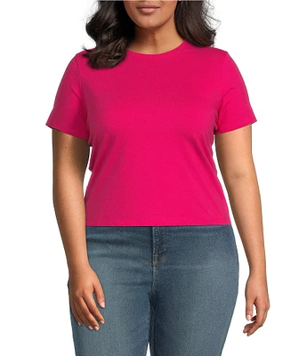 Good American Plus Size Super Stretch Crew Neck Short Sleeve Baby Tee