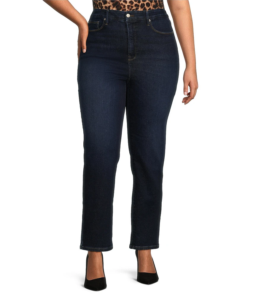 Good American Plus Soft-Tech Good Classic Slim High Rise Straight Jeans