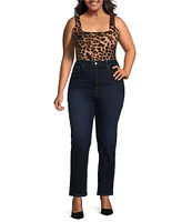 Good American Plus Soft-Tech Good Classic Slim High Rise Straight Jeans