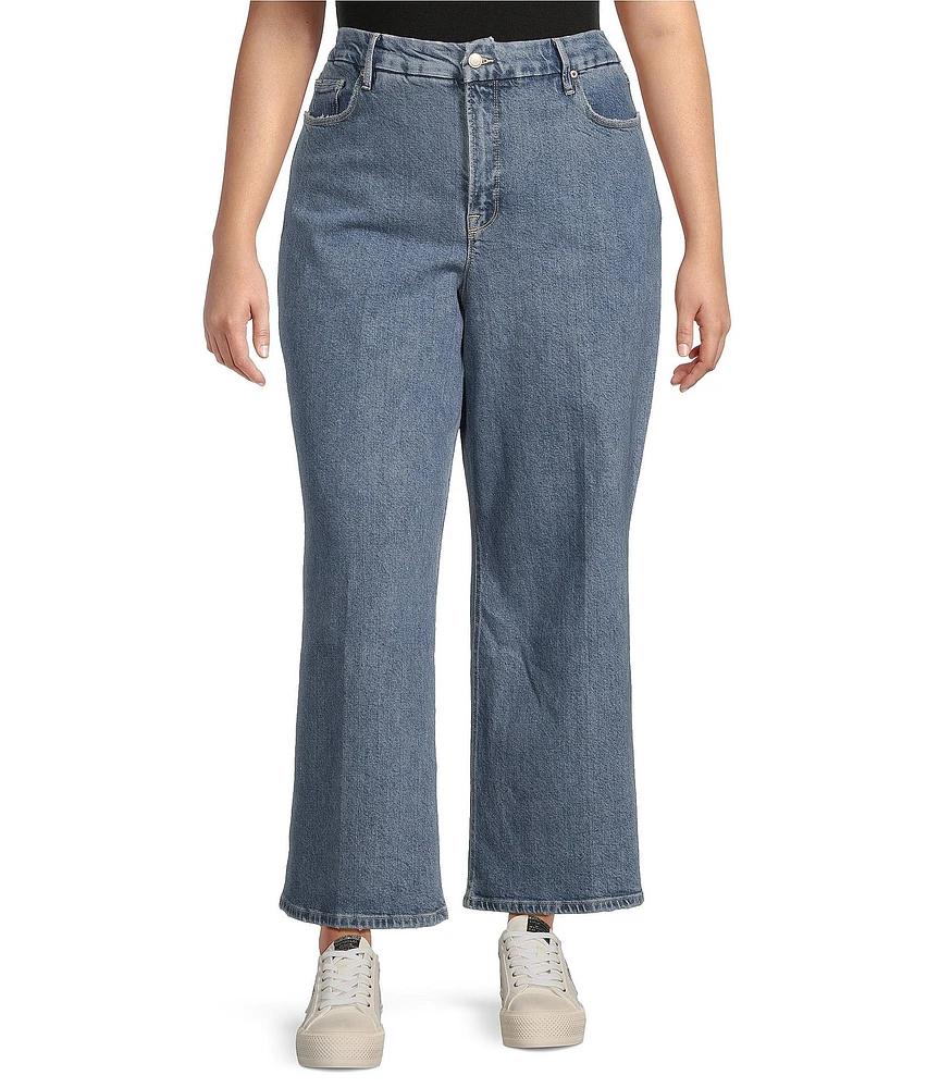 Good American Plus Soft Tech Good Skate Cropped Wide Leg Jeans