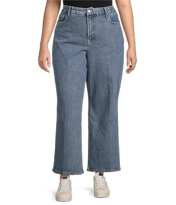 Good American Plus Soft Tech Good Skate Cropped Wide Leg Jeans