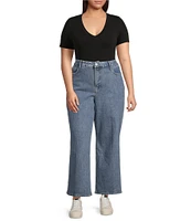 Good American Plus Soft Tech Good Skate Cropped Wide Leg Jeans