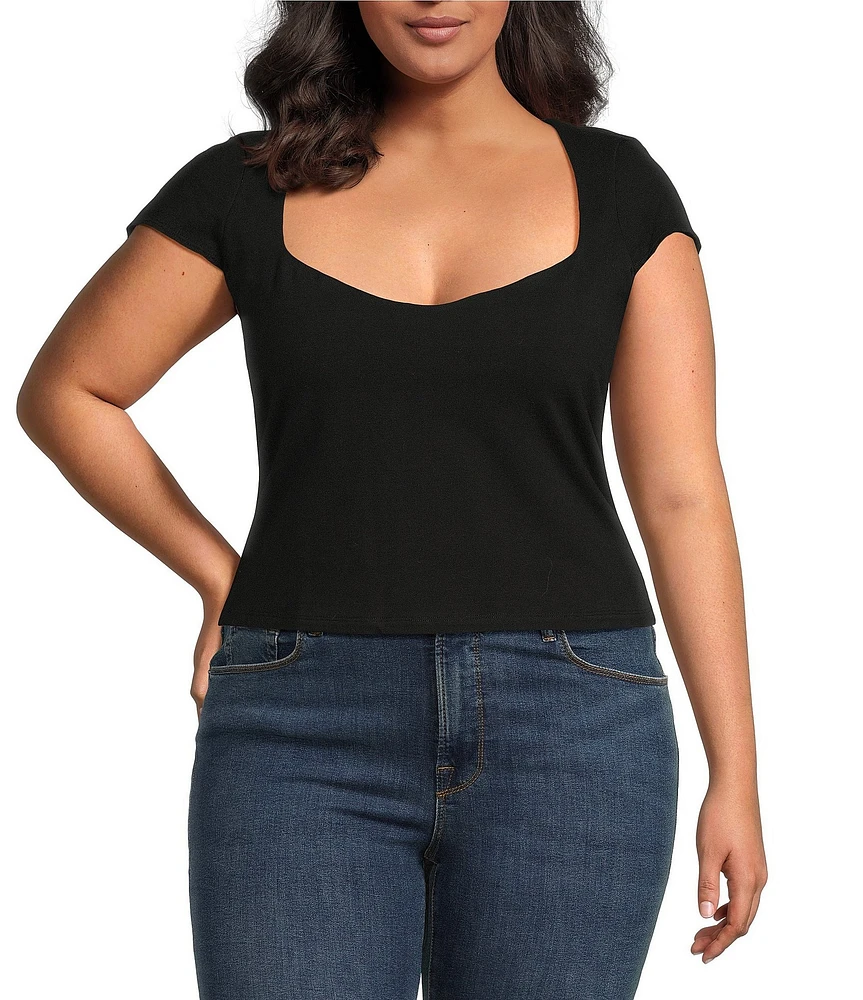 Good American Plus Super Stretch Sweetheart Neck Short Sleeve Tee