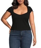 Good American Plus Super Stretch Sweetheart Neck Short Sleeve Tee