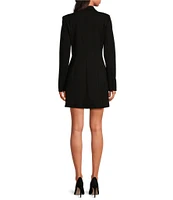 Good American Ponte Notch Collar Long Sleeve Embellished Blazer Dress