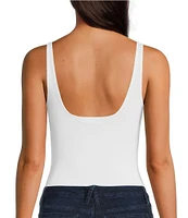 Good American Scuba Knit Modern Square Neck Sleeveless Wide Strap Tank Bodysuit