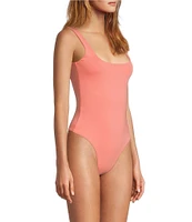 Good American Scuba Knit Modern Square Neck Sleeveless Wide Strap Tank Bodysuit