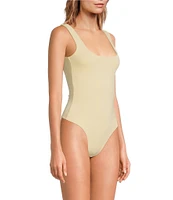 Good American Scuba Knit Modern Square Neck Sleeveless Wide Strap Tank Bodysuit