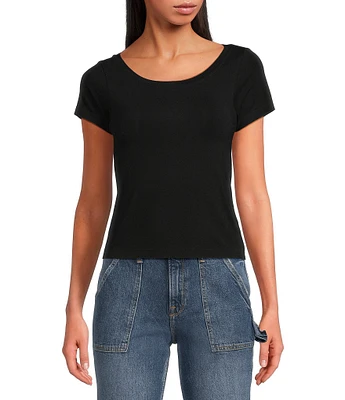 Good American Short Sleeve Boatneck Tee