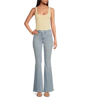 Good American Soft Tech Good Legs Mid-Rise Flare Jeans
