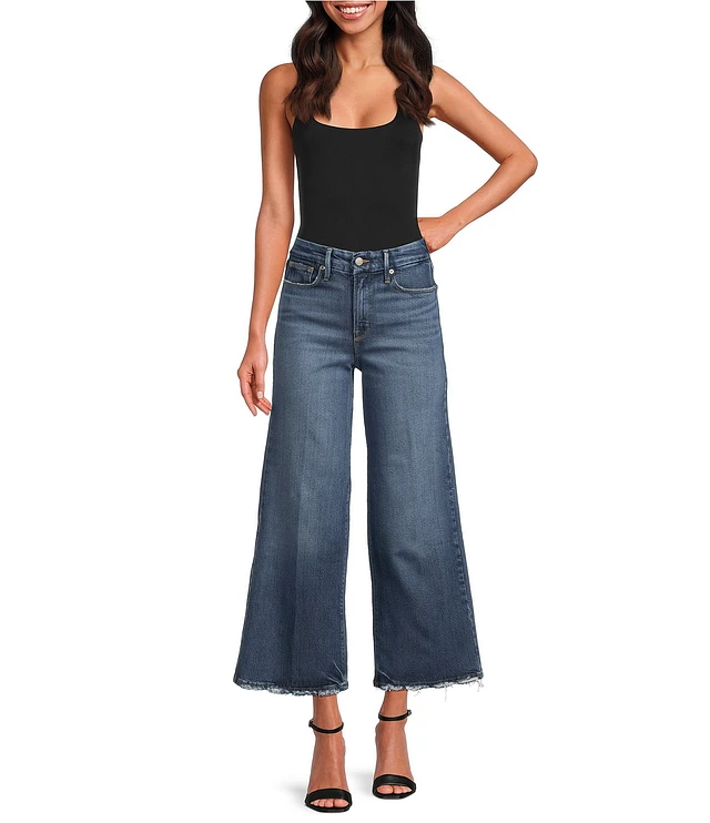 Good American Plus Size Soft Tech Good Waist High Rise Cropped Palazzo Jeans  | The Shops at Willow Bend