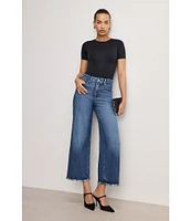Good American Soft Tech Good Waist High Rise Cropped Palazzo Jeans