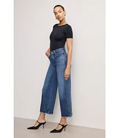 Good American Soft Tech Good Waist High Rise Cropped Palazzo Jeans