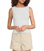 Good American Super Stretch Boat Neck Sleeveless Tank