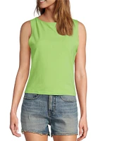 Good American Super Stretch Boat Neck Sleeveless Tank