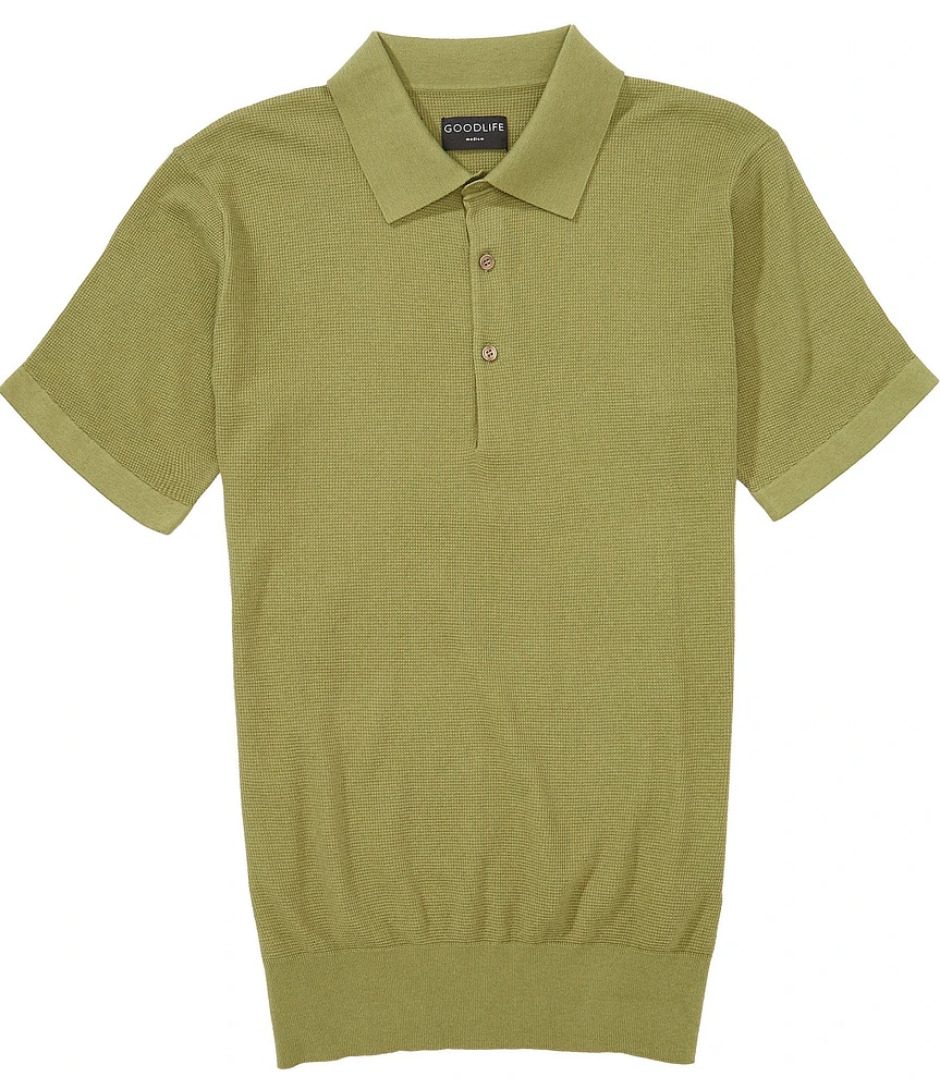 Goodlife Solid Waffle Short Sleeve Polo Shirt