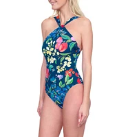 Gottex Garden Dream High Neck Twist Halter Tummy Control One Piece Swimsuit