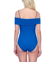 Gottex Monte Carlo Solid Off-The-Shoulder Underwire Tummy Control Bandeau One Piece Swimsuit