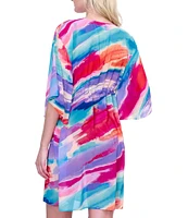 Gottex Palma De Mallorca Plunge V-Neck Tie Waist Swim Cover-Up Dress