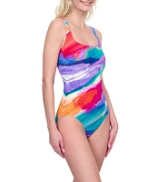 Gottex Palma De Mollorca Square Neck Tummy Control One Piece Swimsuit