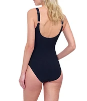 Gottex Water Lily Square Neck Tummy Control One Piece Swimsuit