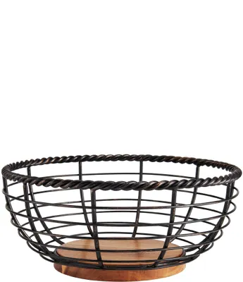 Gourmet Basics by Mikasa Rope Round Wrought Iron & Wood Fruit Basket