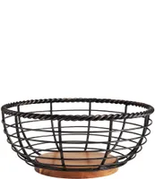 Gourmet Basics by Mikasa Rope Round Wrought Iron & Wood Fruit Basket