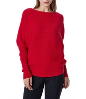 Greige Boat Neck Long Dolman Sleeve Sweater