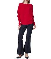 Greige Boat Neck Long Dolman Sleeve Sweater