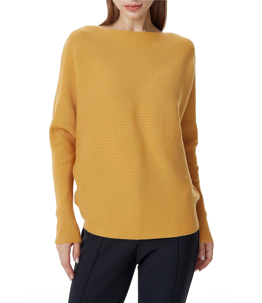 Greige Boat Neck Long Dolman Sleeve Sweater